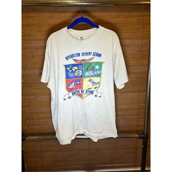 Vintage 1990s Single Stitch Lee Operation‎ Desert Storm Tshirt  Cream - Picture 1 of 5